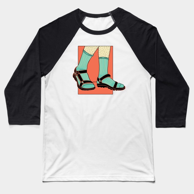 Socks with Sandals // Funny Retro Dad Look Baseball T-Shirt by SLAG_Creative